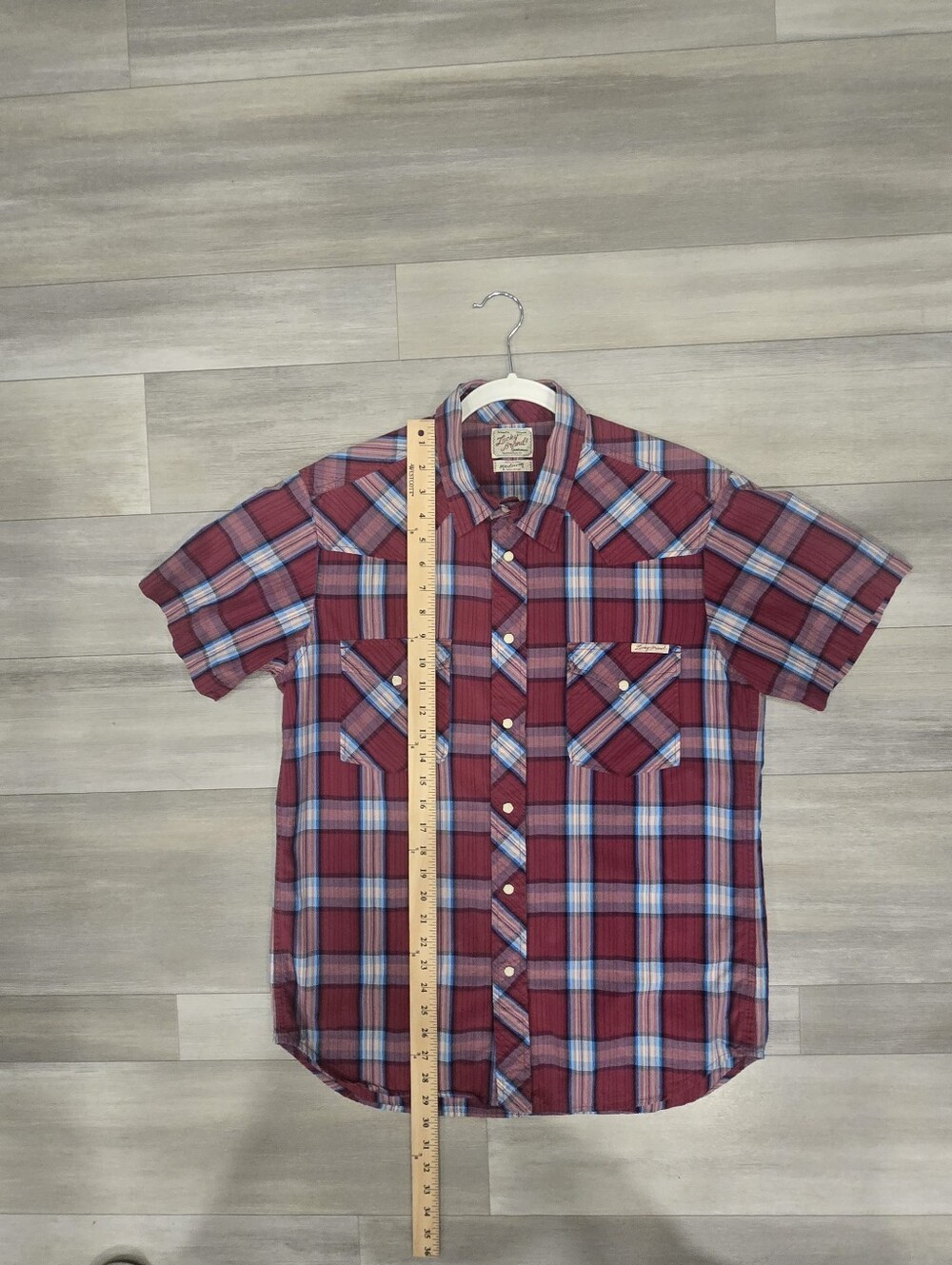 Lucky Brand Western Pearl Snap Shirt Burgandy Plaid Cowboy Ranchwear Y2K. - Picture 7 of 8